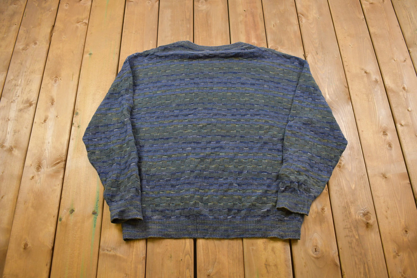 Vintage Shenan Doa Knitted Sweater / Made in USA / Vintage 90s Crewneck / Pattern Sweater / Outdoor / Hand Knit / Pullover Sweatshirt