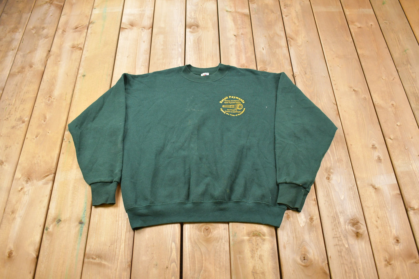 Vintage 1990s Retail Payments Crewneck Sweatshirt / Made in USA / 90s Crewneck / Souvenir / Athleisure / Streetwear / Fruit of the Loom