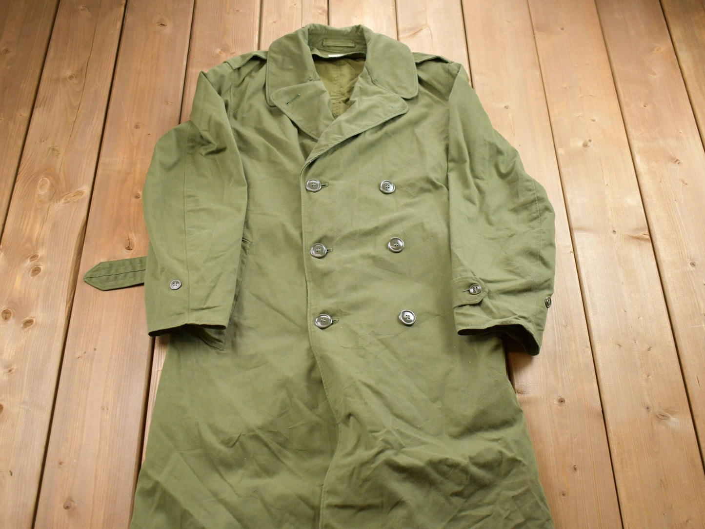 Vintage 1960s Military Parka Overcoat / Button Up Jacket / US Army Green / Vintage Army / Army Jacket / Military Full Length Parka