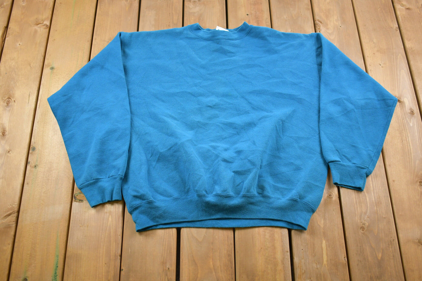 Vintage 1990s Tultex Blue Basic Blank Crewneck Sweatshirt / 90s Crewneck / Made In USA / Athleisure / Streetwear / 90s Blank