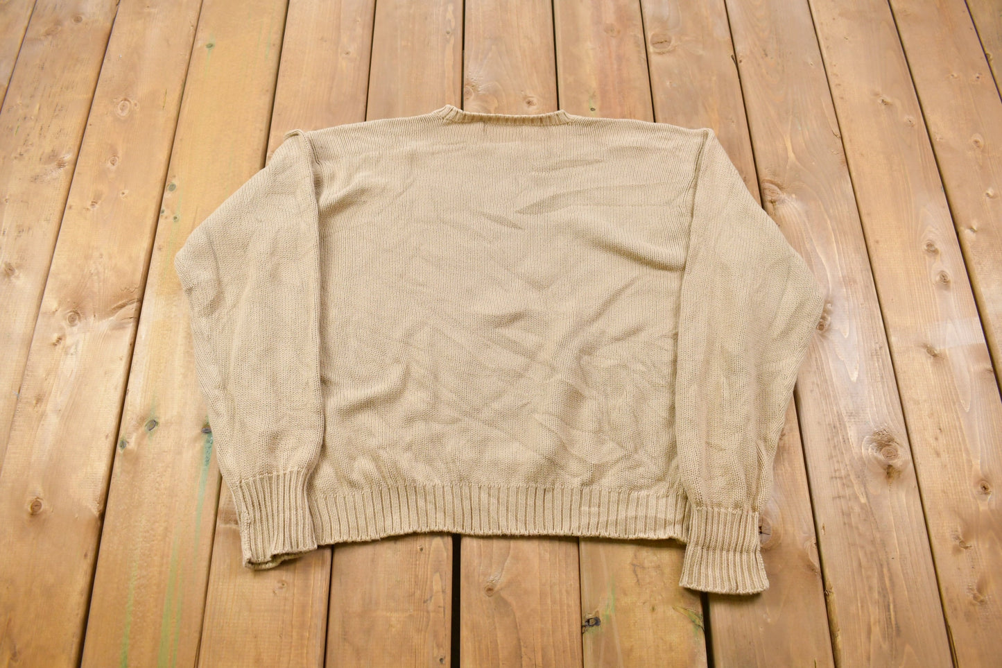 Vintage Knitted Polo by Ralph Lauren Sweater / Vintage 90s Crewneck / 100% Cotton / Outdoor / Hand Knit / Pullover Sweatshirt