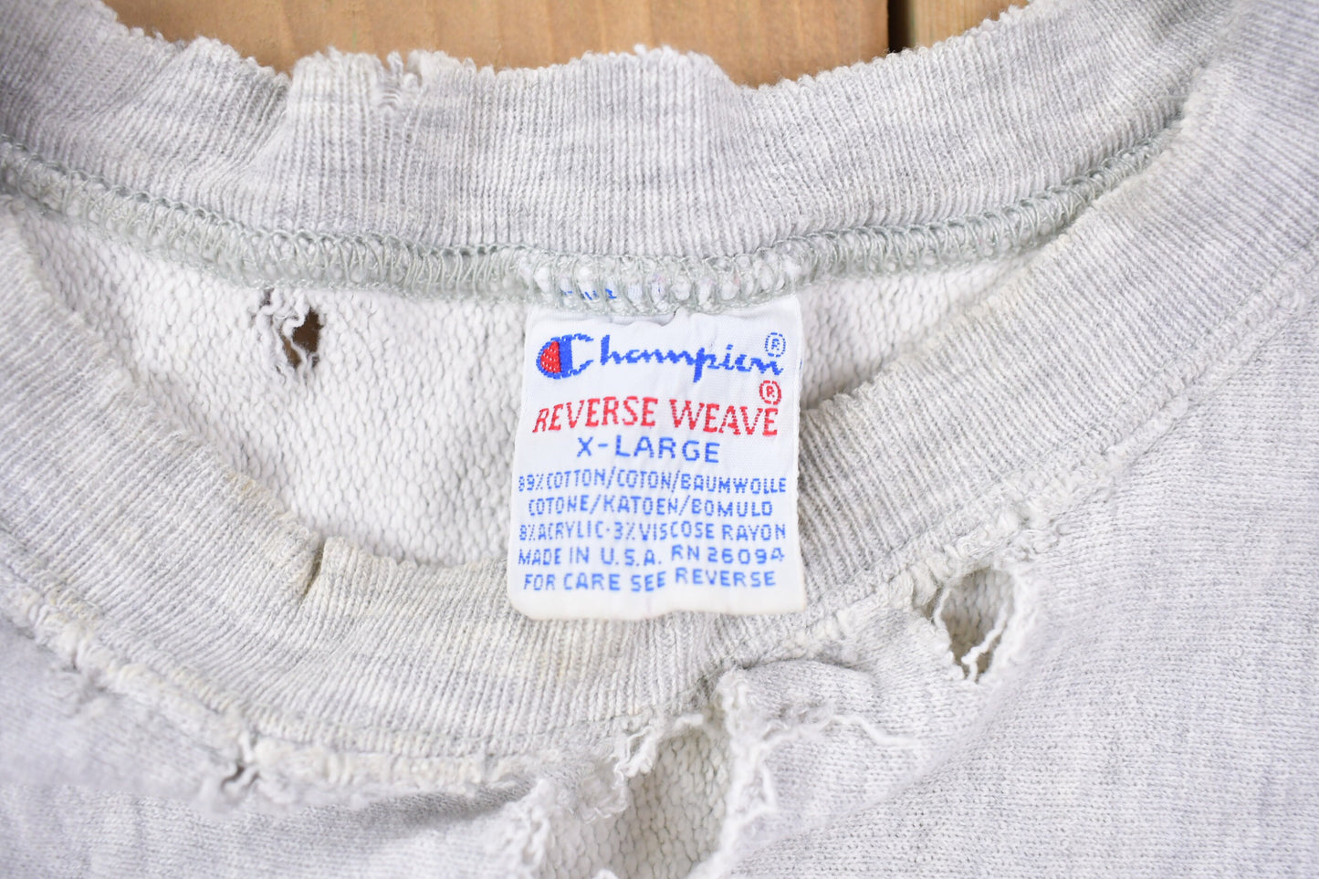 Vintage 1990s Champion Reverse Weave Distressed John Carroll Sweatshirt / Vintage Champion / Streetwear / Athleisure Sportswear