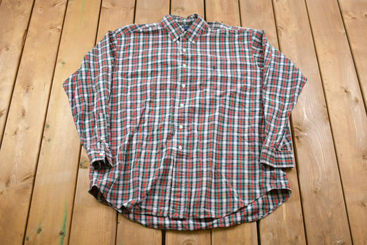 Vintage 1990s Ralph Lauren Button Up Shirt / 1990s Button Up / Vintage Flannel / Plaid Flannel / Casual Shirt / Formal Shirt / 90s Ralph