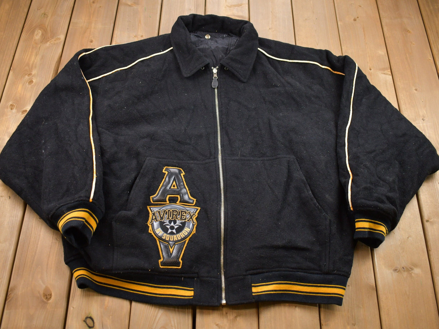 Vintage 1990s  Avirex New York Wool Varsity Jacket / 90s Avirex / Vintage 90s Jacket / Varsity Jacket / Oversized / Hip Hop
