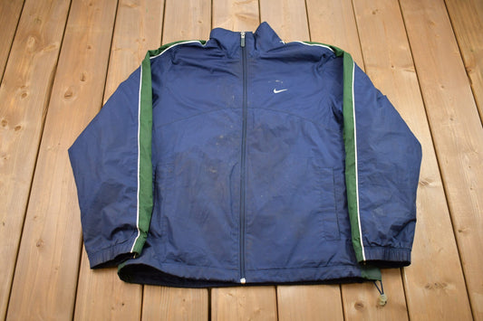 Vintage 1990s Nike Full Zip Windbreaker Jacket / 90s Nike Swoosh / Athletic Spring Summer Sportswear / Streetwear / Athleisure