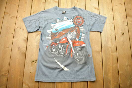 Vintage 1995 Harley Davidson All Over Print T Shirt / Motorcycle Biker Graphic / Made In USA / Single Stitch / 90s Shirts