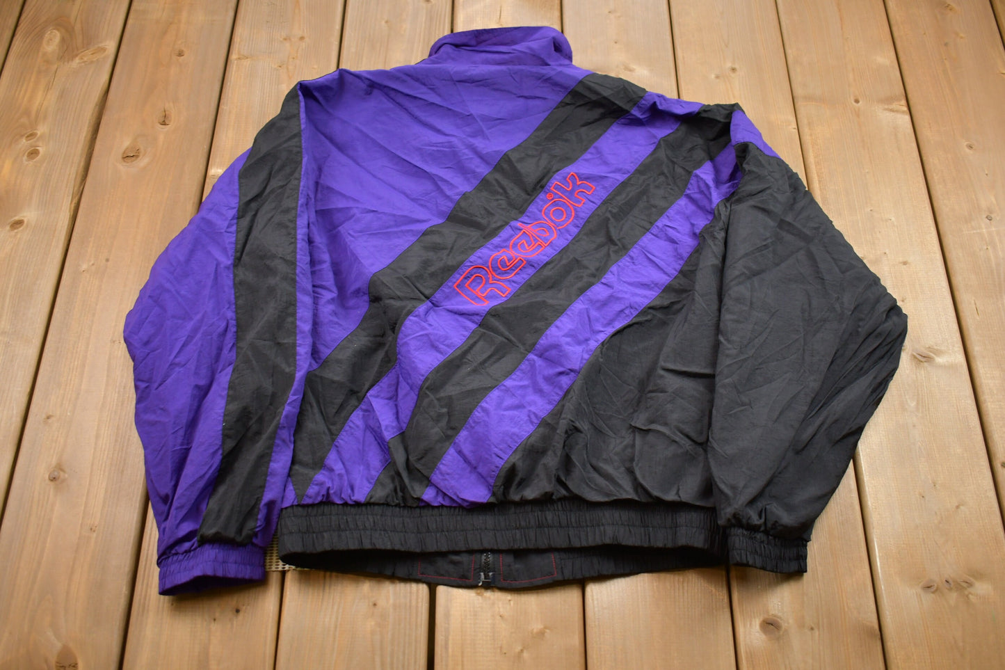 Vintage 1990s Abstract Reebok Windbreaker Jacket / Embroidered Logo / Athletic Spring Summer Sportswear / Streetwear / Athleisure