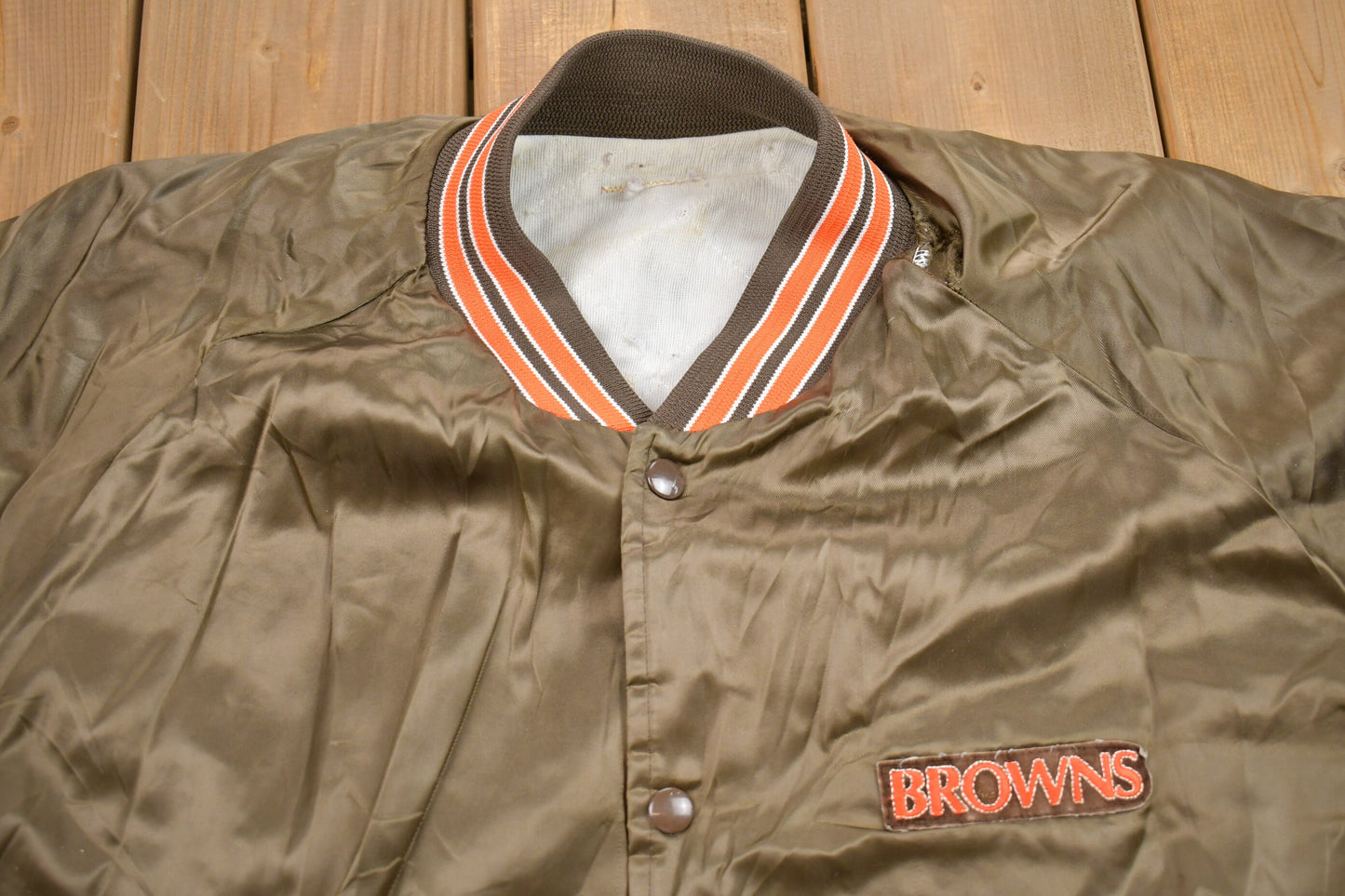 Vintage 1980s Cleveland Browns NFL Satin Bomber Jacket / Athleisure / Streetwear / Athletic Sportswear / Streetwear / 90s NFL Satin Jacket