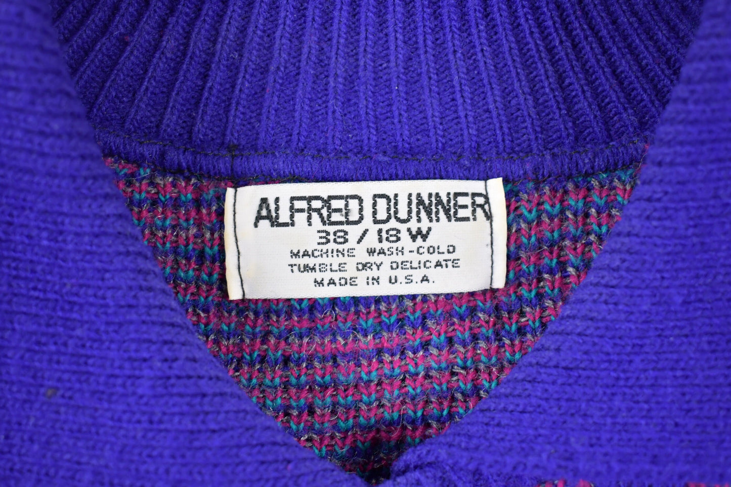 Vintage Alfred Dunner Knitted Collared Sweater / Made in USA / Vintage 90s Crewneck / Pattern Sweater / Hand Knit / Pullover Sweatshirt