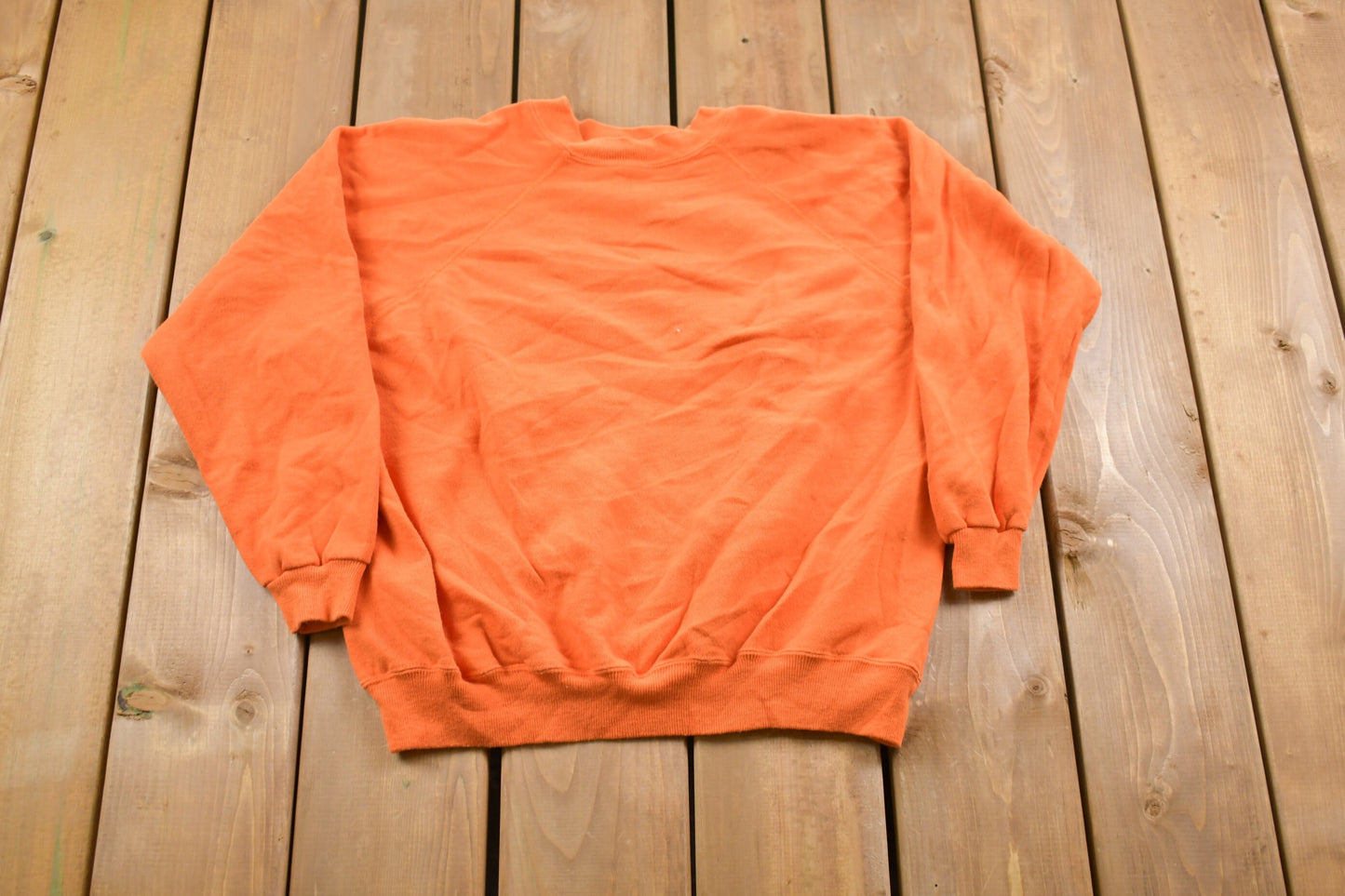 Vintage 1990s Orange Raglan Basic Crewneck Sweatshirt / 90s Crewneck / Souvenir / Athleisure / Streetwear / Made In USA