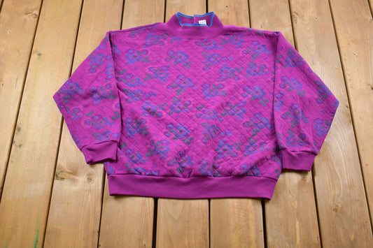 Vintage 1990s Gitano All Over Print Knitted Sweater / Vintage 90s Turtleneck / All Over Pattern / Colorful / Sweatshirt / Abstract Pattern