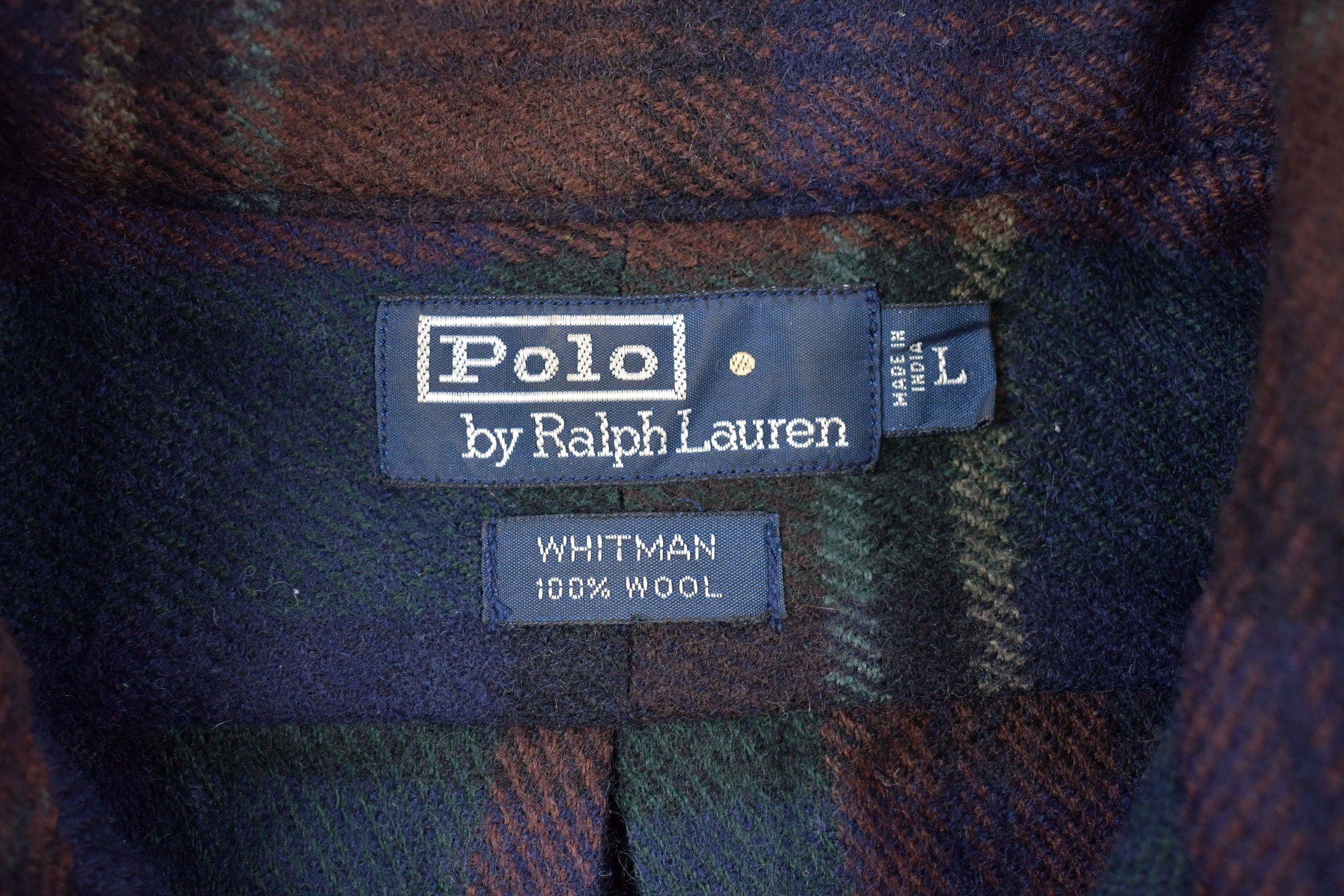 Vintage 1990s 100% Wool Polo Ralph Lauren Plaid Button Up Shirt