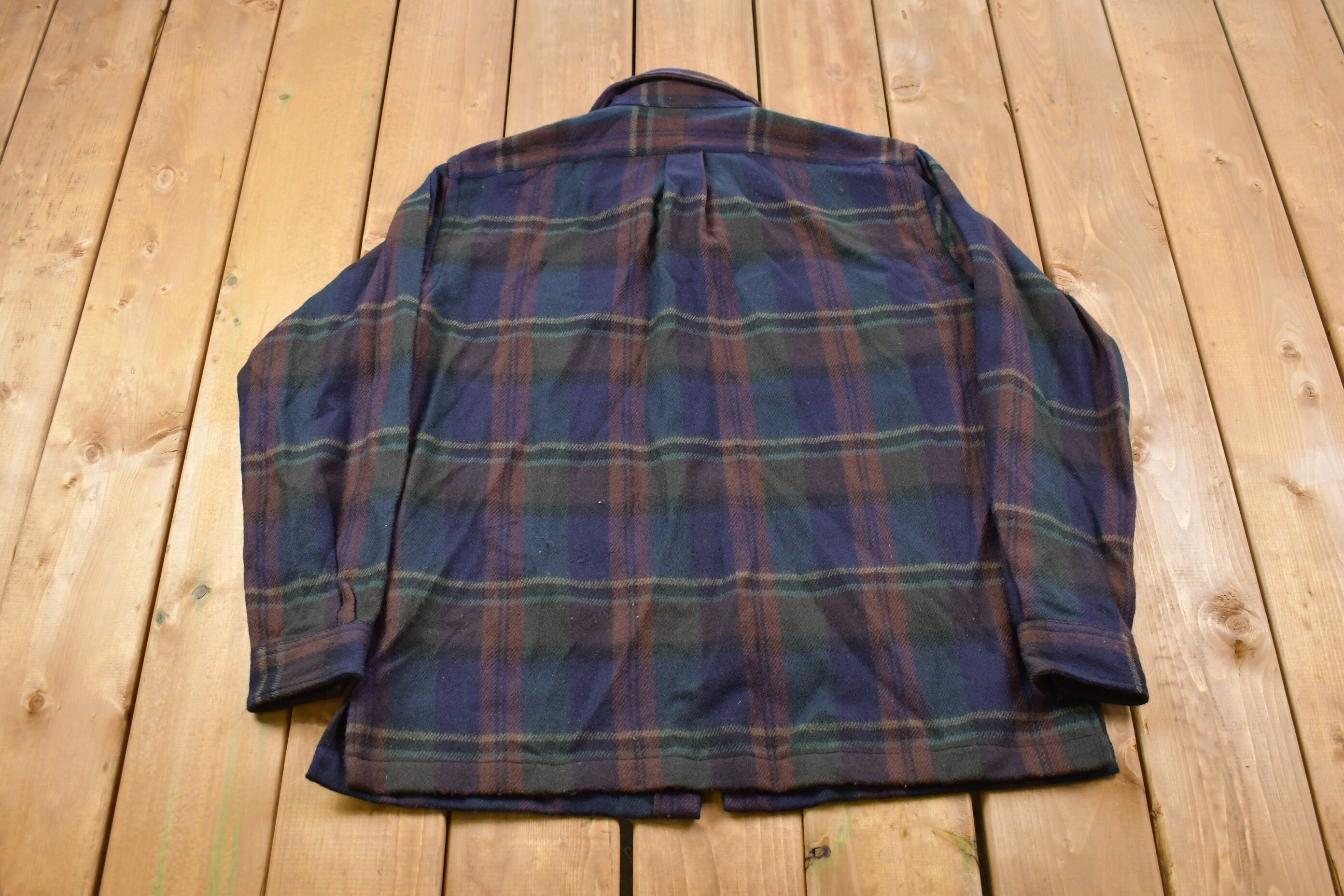 Vintage 1990s 100% Wool Polo Ralph Lauren Plaid Button Up Shirt