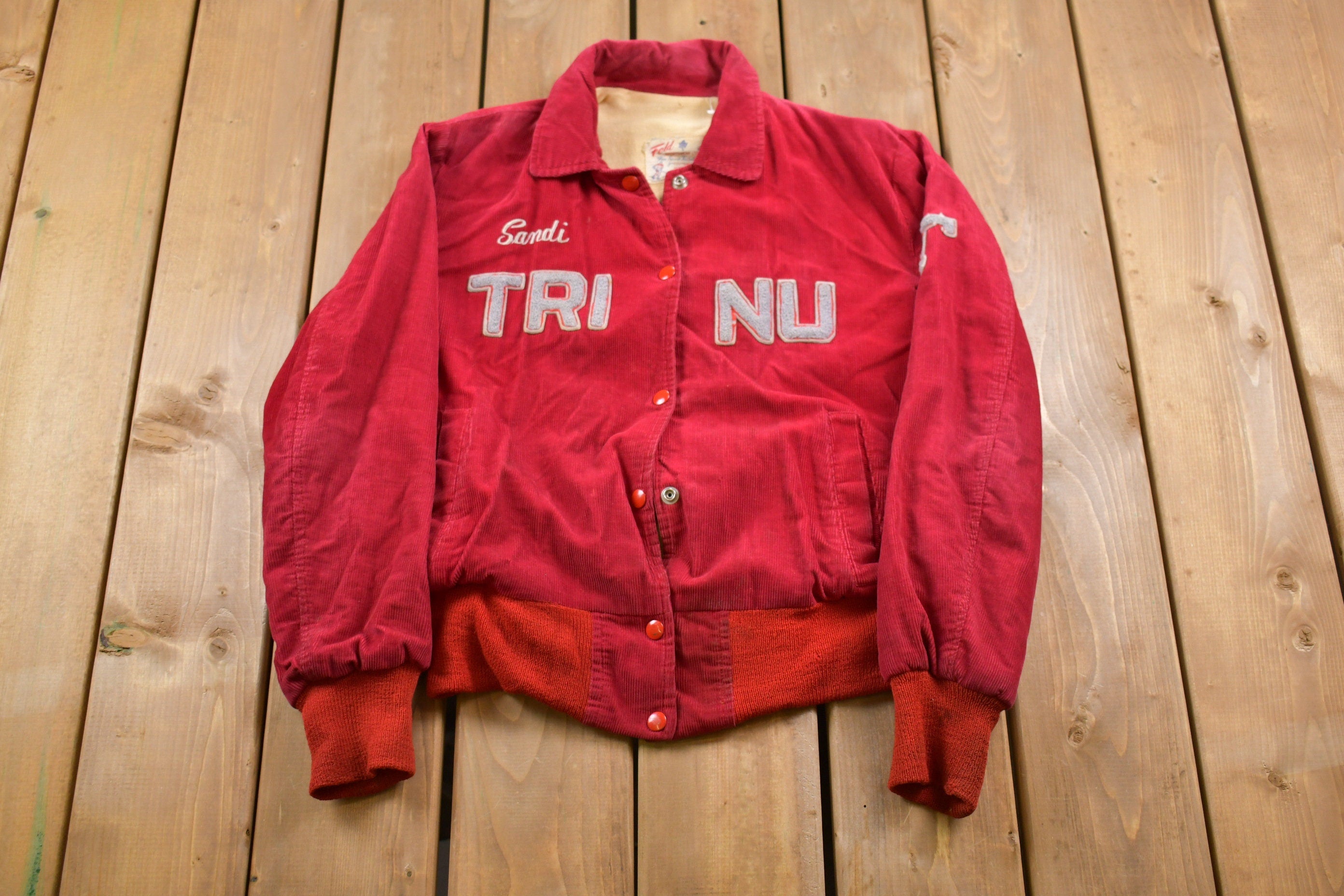 Vintage 1960s Trinu Corduroy Varsity Jacket