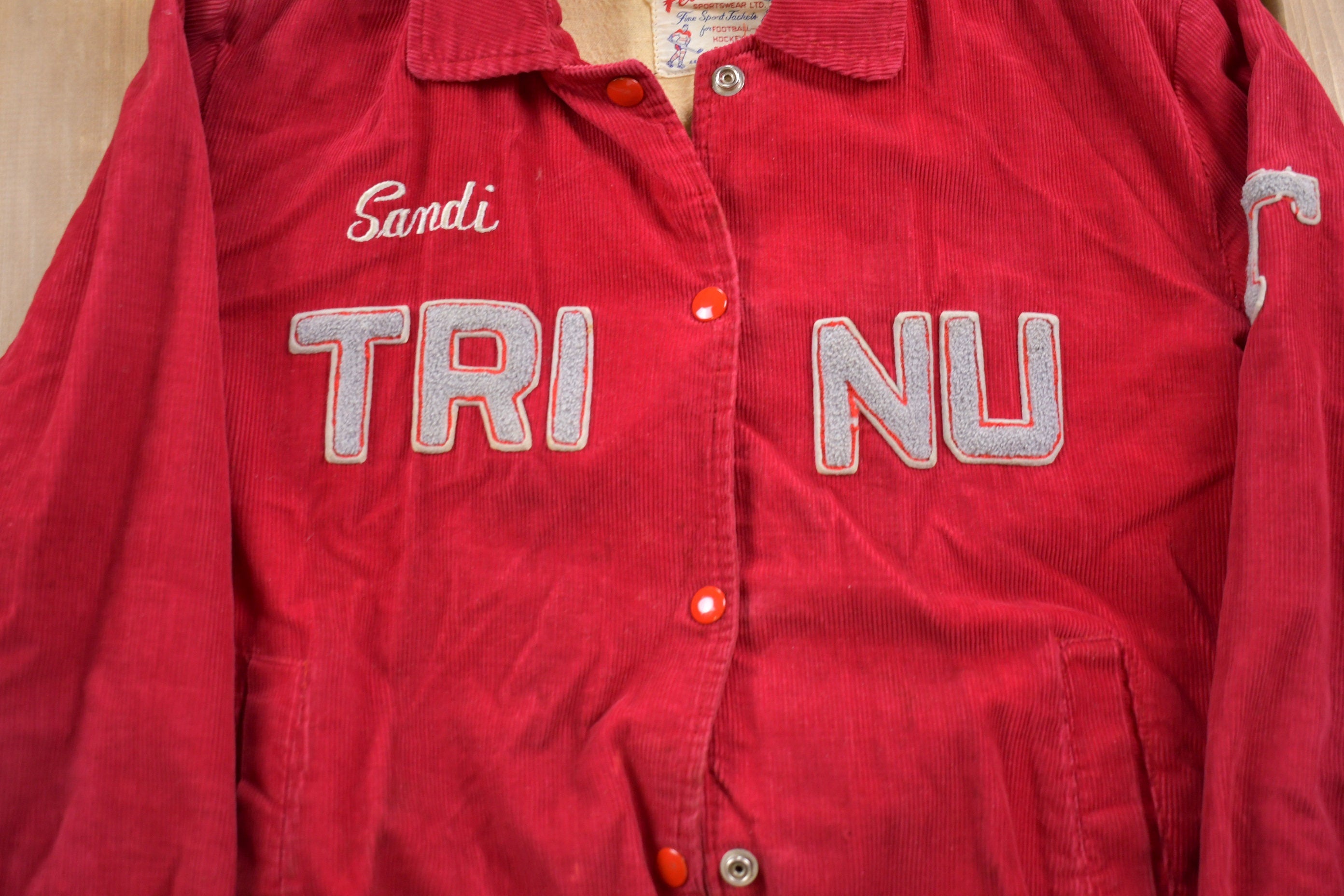 Vintage 1960s Trinu Corduroy Varsity Jacket