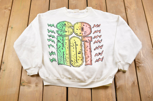 Vintage 1990s So Hot Graphic Crewneck Sweatshirt / 90s Crewneck / Souvenir / Athleisure / Streetwear / Rasta Colours