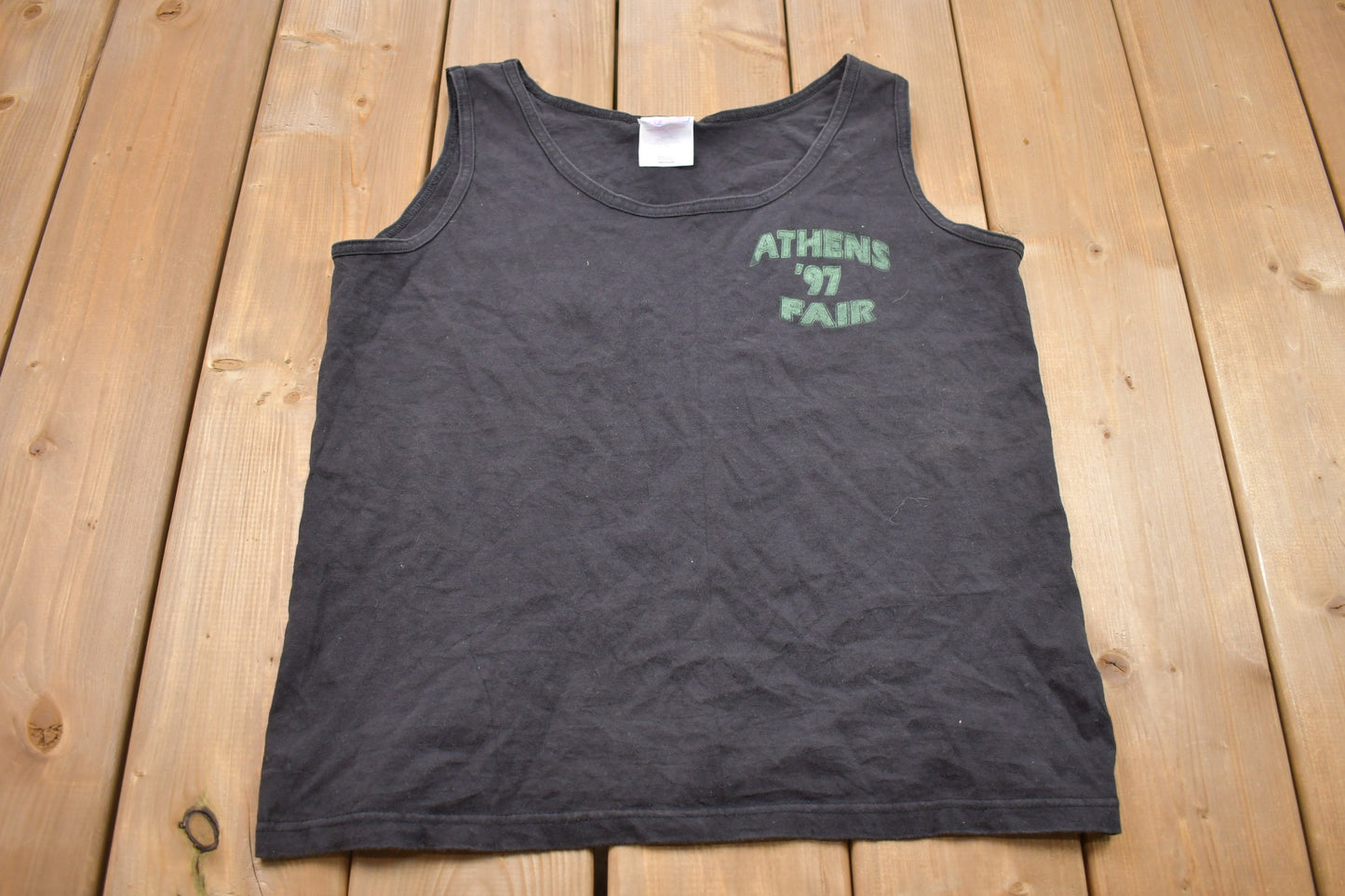 Vintage 1997 Hanes Athens Fair Graphic Tank Top / Streetwear / Retro Style / Single Stitch / Made In USA / 90s Graphic Tee