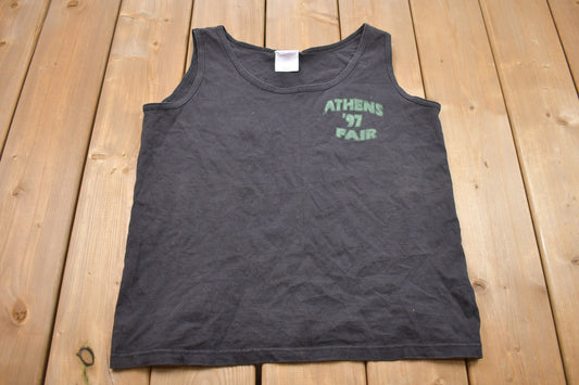 Vintage 1997 Hanes Athens Fair Graphic Tank Top / Streetwear / Retro Style / Single Stitch / Made In USA / 90s Graphic Tee