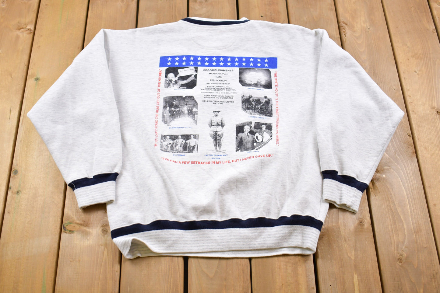 Vintage 1990s The Buck Stops Here Harry S Truman American Crewneck Sweatshirt / 90s Crewneck / Souvenir / Athleisure / Streetwear