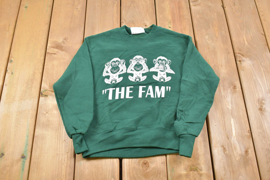 Vintage 1990s Youth Lee Heavyweight "The Fam" Crewneck Sweatshirt / Family / 90s Crewneck / Athleisure / Streetwear / Cute Cartoon