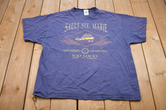 Vintage 1990s Delta Sault St. Marie Soo Locks T-Shirt / Souvenir T Shirt / Streetwear / Made In USA / Vacation Tee / Travel & Tourism