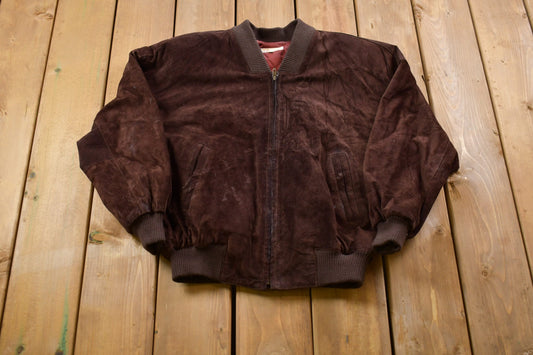 Vintage 1980s Brooks Brothers Suede Leather Bomber Jacket / Fall Outerwear / Leather Coat / Winter Outerwear / Streetwear / Suede Jacket