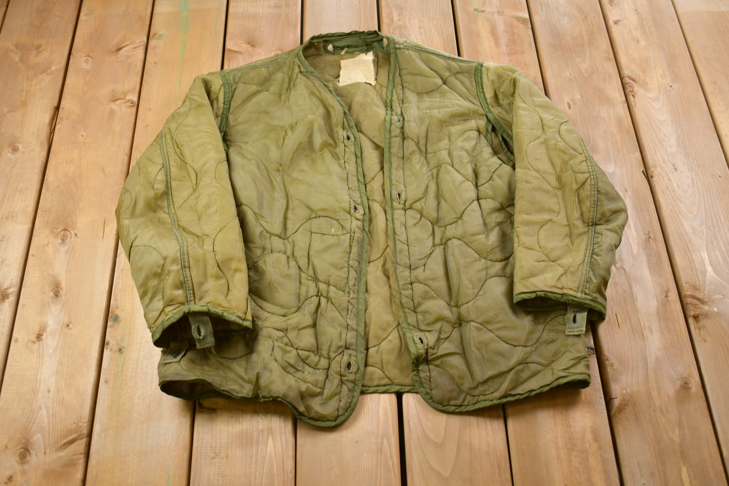 Vintage 1980s M65 Military Liner Jacket / Button Up Jacket / US Army Green / Vintage Army / Streetwear Fashion / Army Jacket