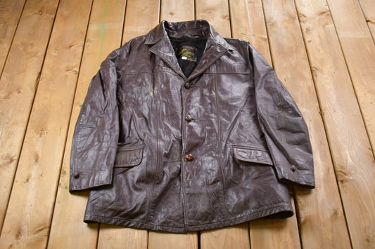 Vintage 1980s Genuine Leather Varsity Jacket / Fall Outerwear / Leather Coat / Winter Outerwear / Streetwear Fashion / Suede Jacket