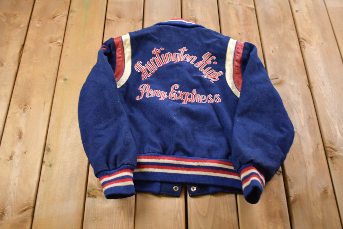 Vintage 1989 Huntington High Pony Express Wool Varsity Jacket / Wool Jacket  / Vintage 80s Jacket / Outdoor / Winter