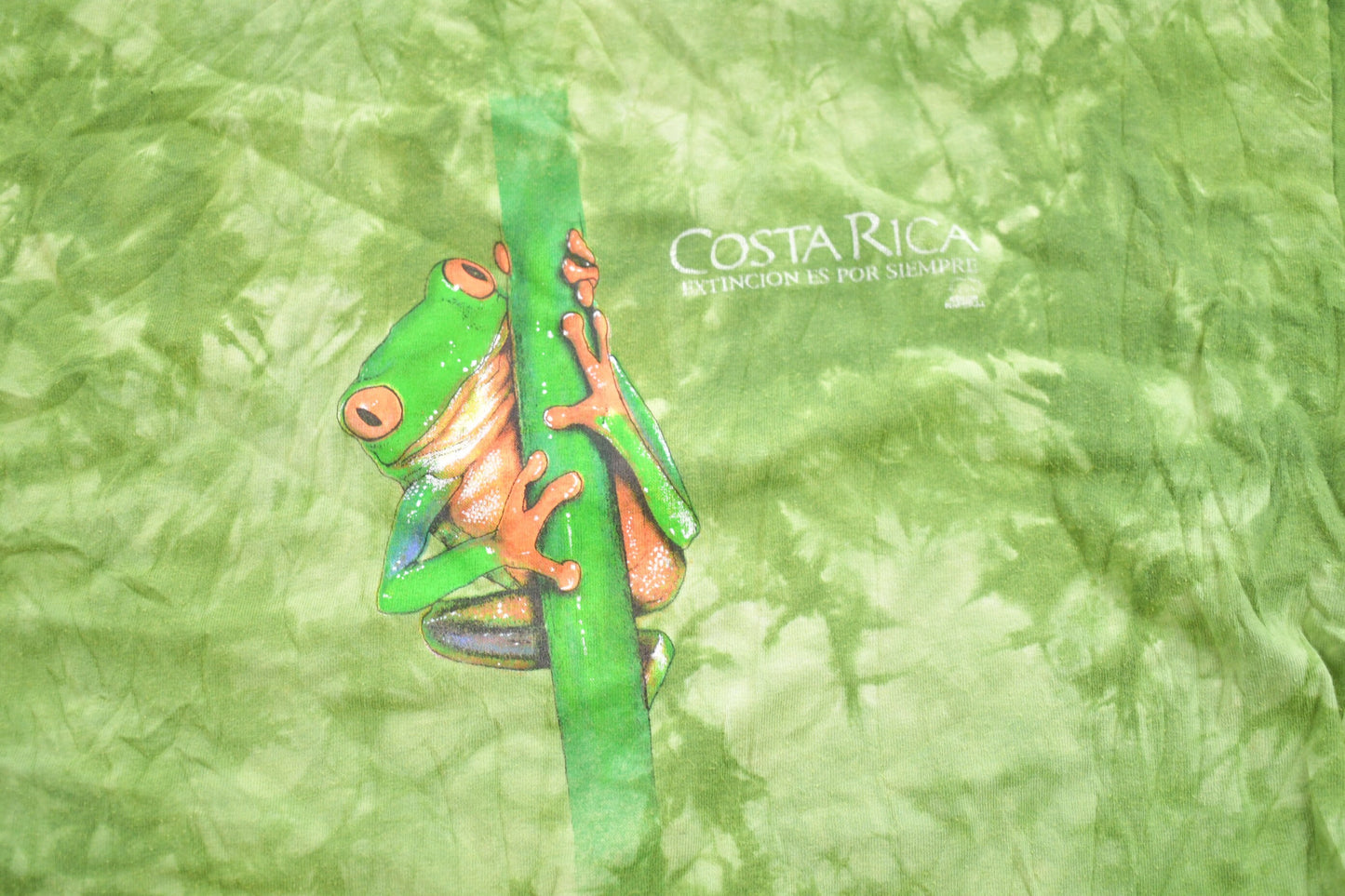 Vintage 1990s Costa Rica Tree Frog Tie-dye Graphic T-Shirt / Graphic / 80s / 90s / Streetwear / Retro Style / Tie-Dyed T-Shirt / Green Frog