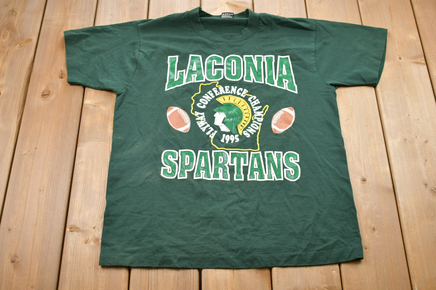 Vintage 1995 Laconia Spartans Football Graphic T-Shirt / Graphic / 80s / 90s / Streetwear / Retro Style / Single Stitch / Made In USA