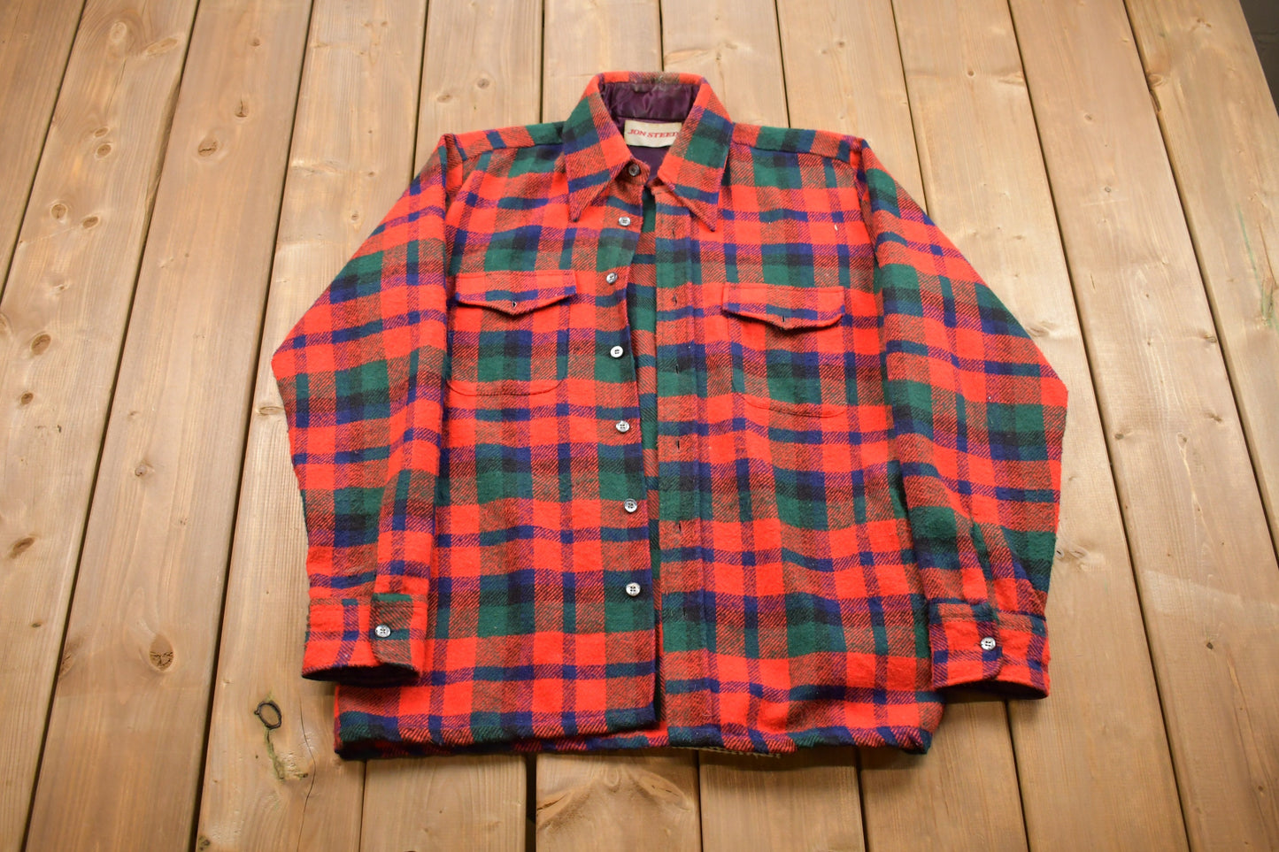 Vintage 1990s John Steed Lined Plaid Button Up Shirt / Made in USA / 1990s Button Up / Vintage Flannel / Casual Wear / Workwear