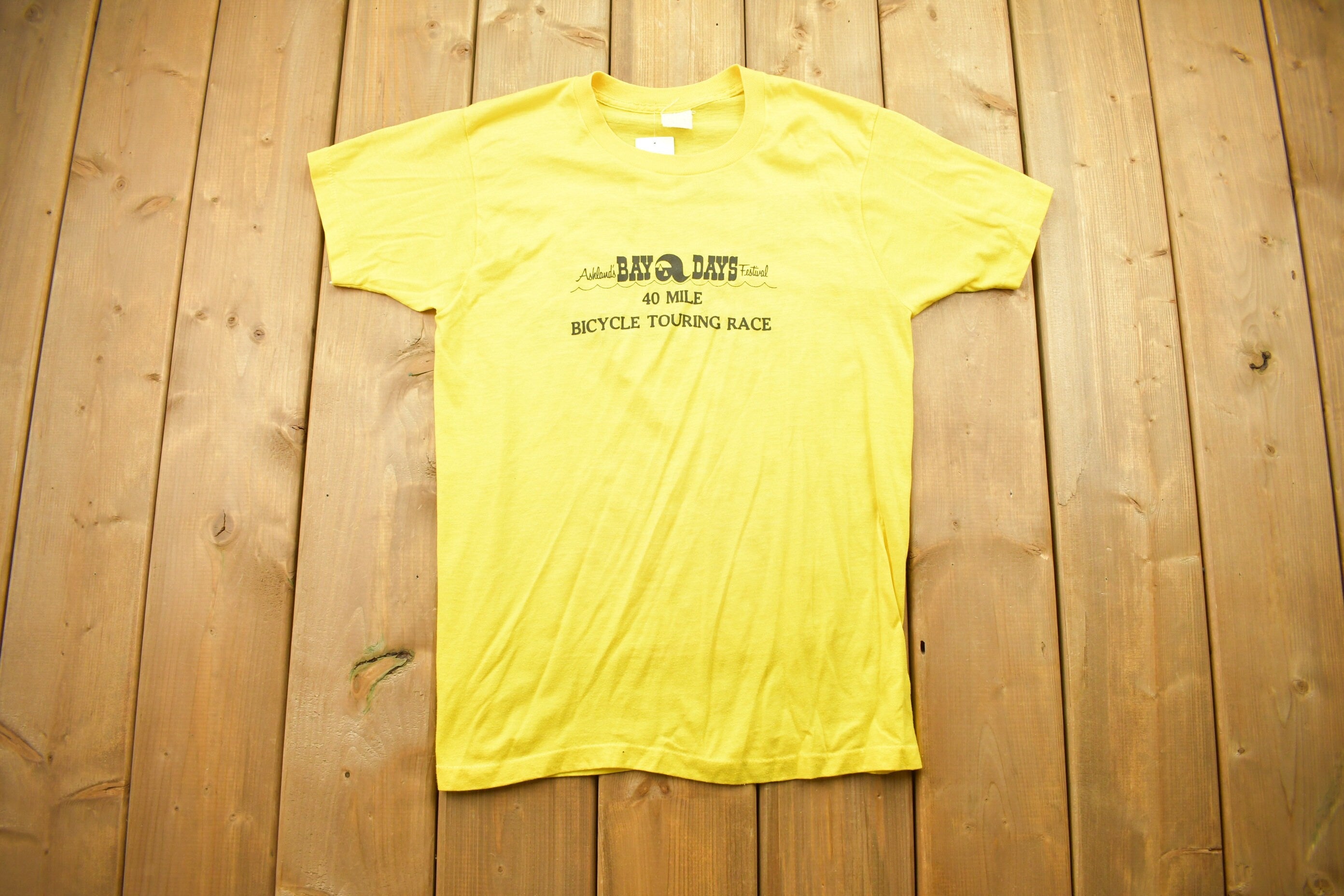Vintage 1970s 40 Mile Bicycle Touring Race Bay Days Festival T-Shirt