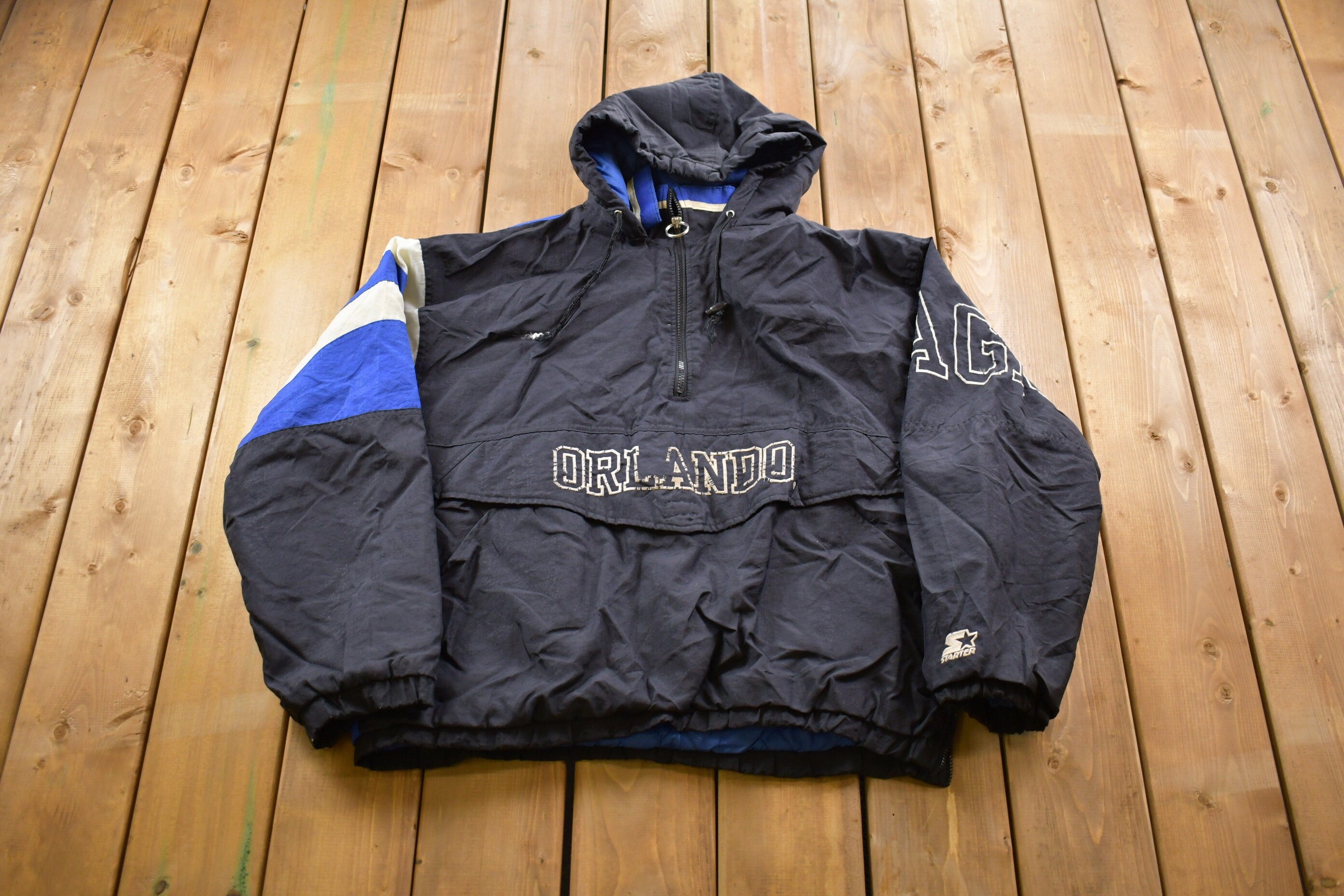 Vintage 1990s Orlando Magic NBA Starter Pro Line Quarter Zip Puffer Jacket