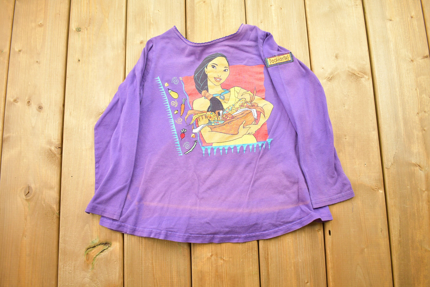 Vintage 1990s Disney Pocahontas Long Sleeve Youth Size T-Shirt / Disney Princess / Movie Promo T Shirt / 90s / 2000