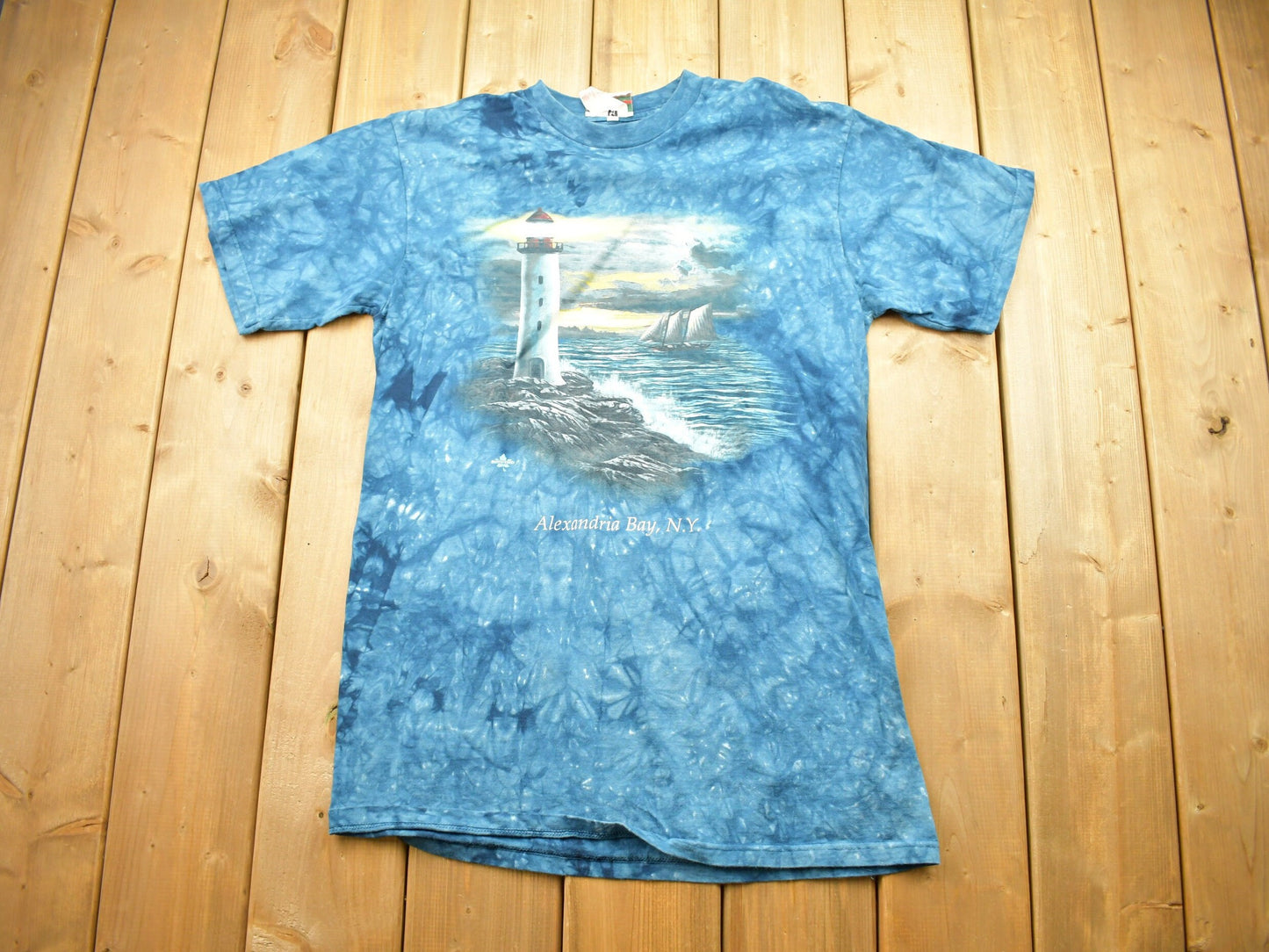 Vintage 1990s Alexandria Bay New York Tie Dye T-Shirt / Lighthouse Graphic / Sea / Lighthouse T Shirt / Souvenir