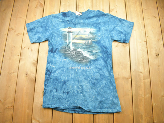 Vintage 1990s Alexandria Bay New York Tie Dye T-Shirt / Lighthouse Graphic / Sea / Lighthouse T Shirt / Souvenir