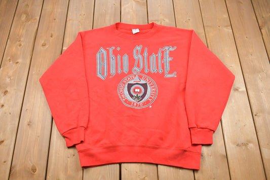 Vintage 1980s Ohio State University Collegiate Crewneck / Made in USA / Ohio State Buckeye / NCAA Sweatshirt / Sportswear