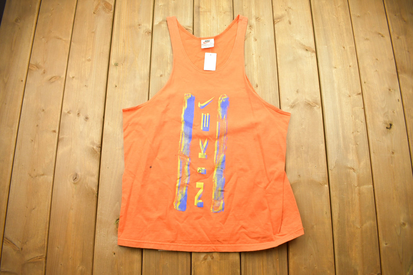 Vintage 1990s Orange Nike Tank Top Shirt / Made In USA / Nike Basketball Tank Top / Sportswear Graphic Tee / 80s / 90s