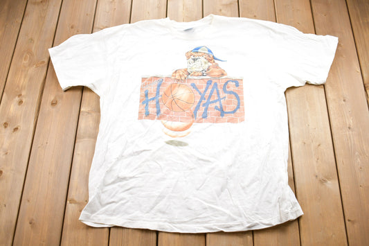 Vintage 1990s University of Georgetown Hoyas Graphic Collegiate T-Shirt / NCAA Tee / Made In USA / Sportswear / Athleisure / Single Stitch