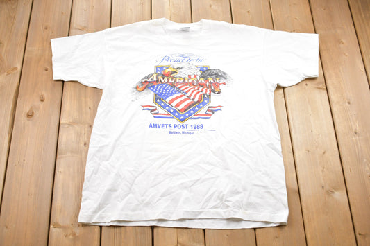 Vintage 1988 Proud To Be American Graphic T-Shirt / Graphic / 80s American Pride / Streetwear / Retro Style / Single Stitch / Made In USA