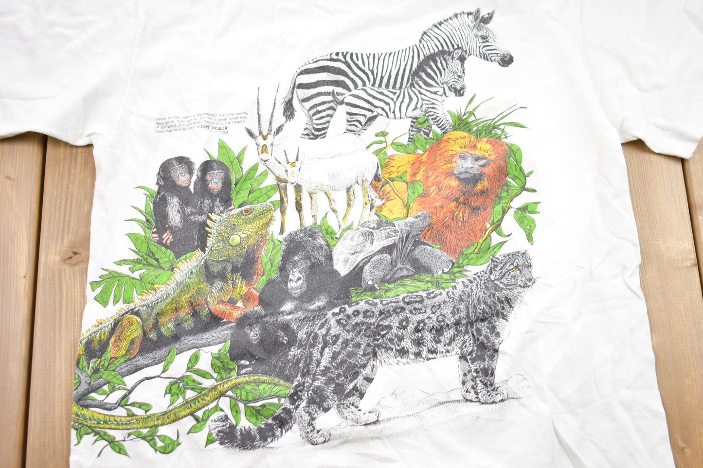 Vintage 1980s Animal Print Graphic T-Shirt / Graphic / 80s / 90s / Streetwear / Retro Style / Single Stitch / Made In USA / Vintage Zebra