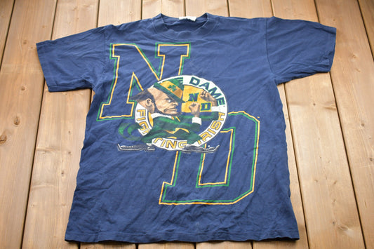 Vintage 1990s University of Notre Dame Fighting Irish Graphic Collegiate T-Shirt / NCAA Tee / Americana / Sportswear / Athleisure