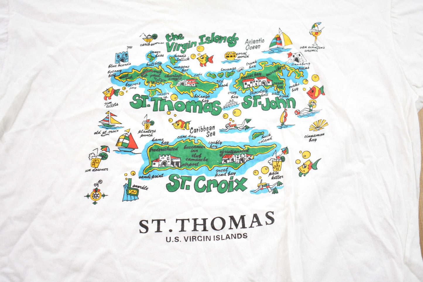 Vintage 1990s St. Thomas USA Graphic T-Shirt / 80s / 90s / Streetwear Fashion / Made In USA / Vacation Tee / Travel & Tourism