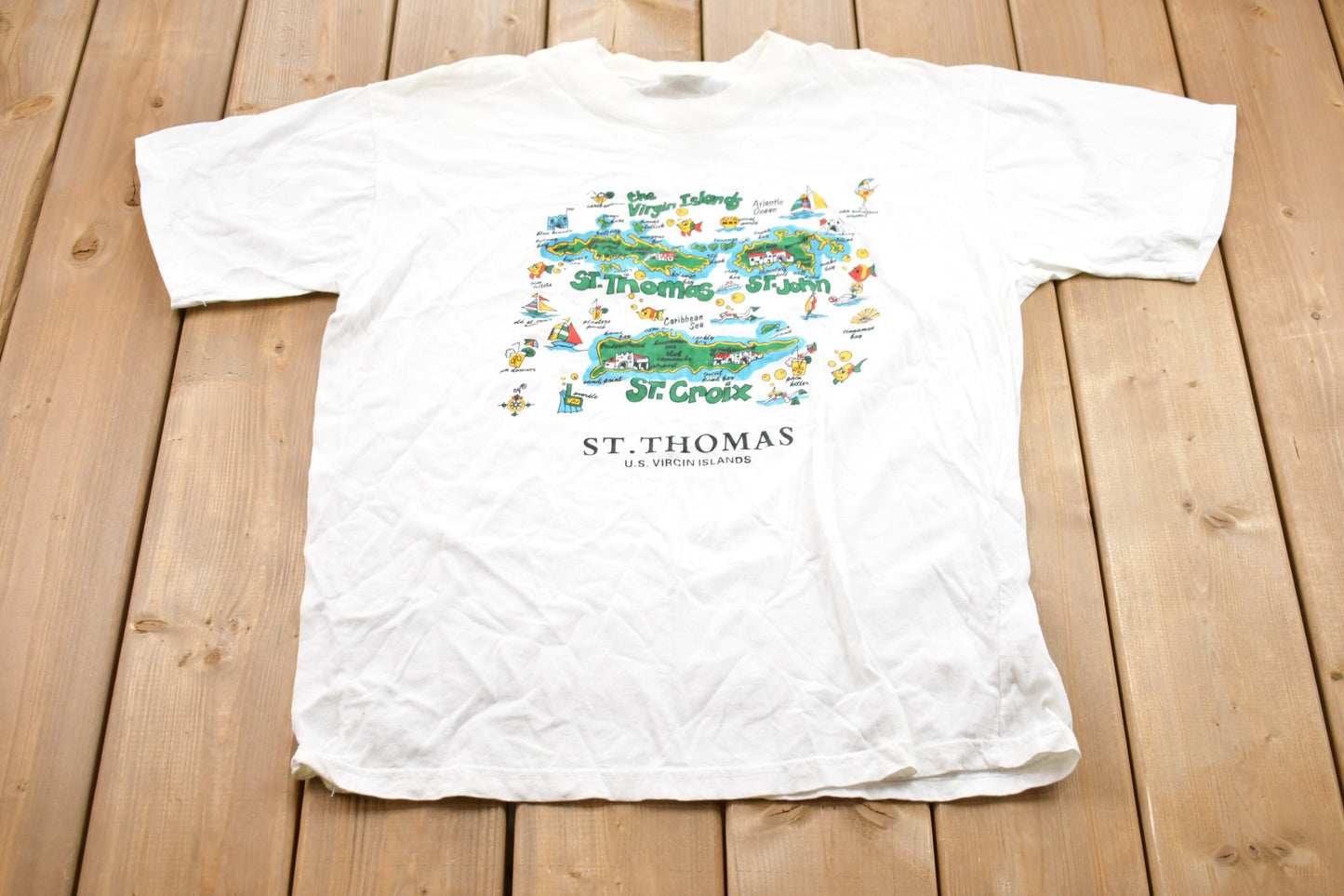 Vintage 1990s St. Thomas USA Graphic T-Shirt / 80s / 90s / Streetwear Fashion / Made In USA / Vacation Tee / Travel & Tourism