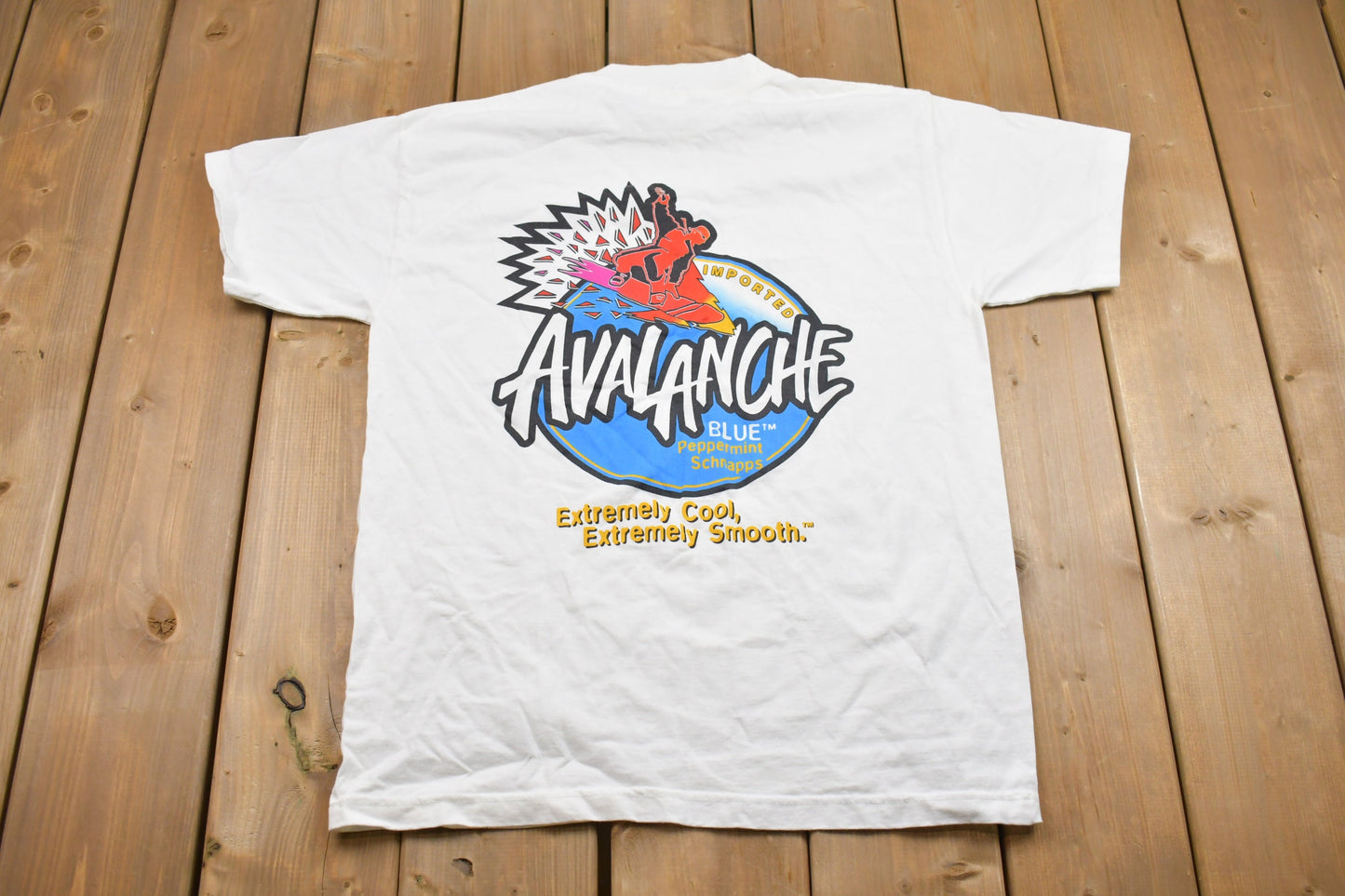 Vintage 1990s Avalanche Peppermint Schnapps Graphic T-Shirt / Streetwear / Retro Style / Single Stitch / Made In USA / 90s Graphic Tee