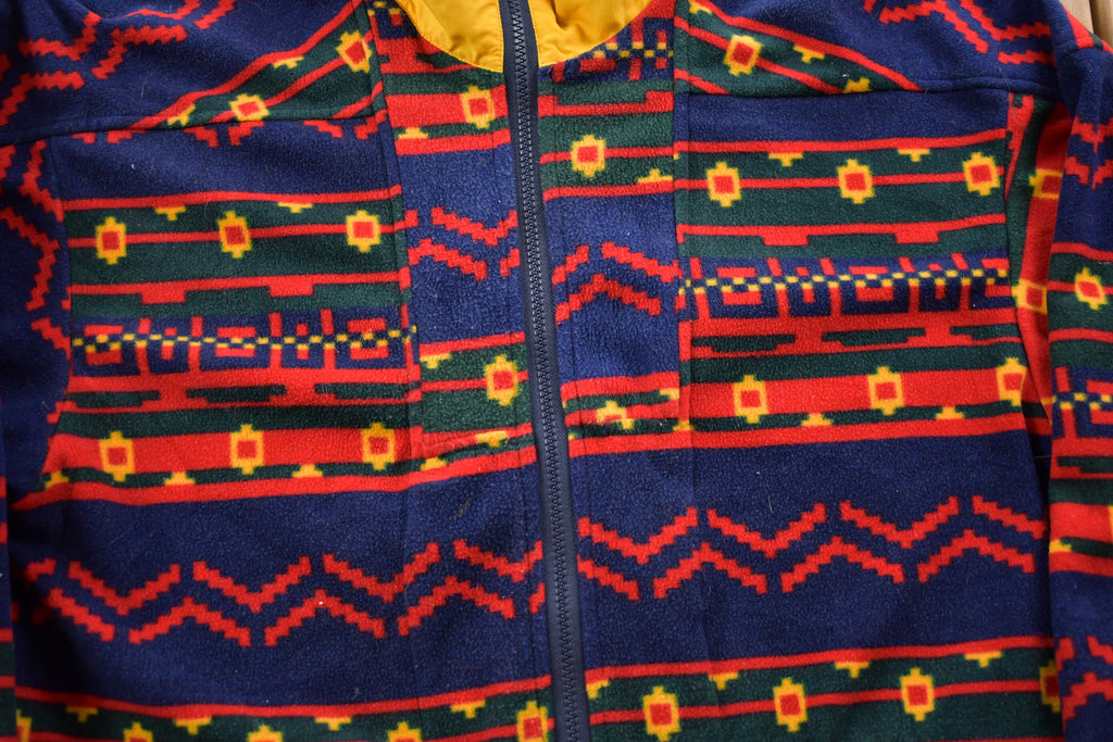 Vintage 1990s D'Allaird's Aztec All Over Print Full Zip Fleece Sweater