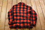 Vintage 1950s Buffalo Plaid Wool Button Up Shirt Back Vent