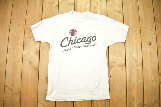 Vintage 1990s Chicago Health And Racquetball Club Graphic T Shirt /Sportswear / Streetwear / Made In USA / Single Stitch Tee