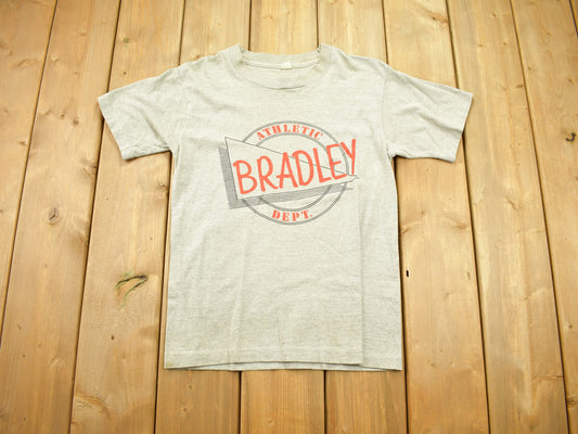 Vintage 1980s Bradley Athletic Department Single Stitch Screen Stars T-Shirt / Sportswear Graphic / 80s / 90s / Streetwear / Made In USA